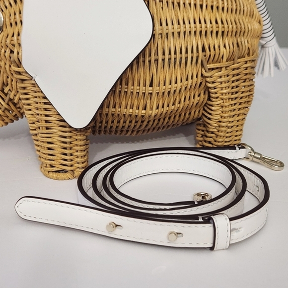 NEW KATE SPADE NEW YORK TINY WICKER ELEPHANT CROSSBODY BAG OPTIC WHITE - Picture 8 of 14